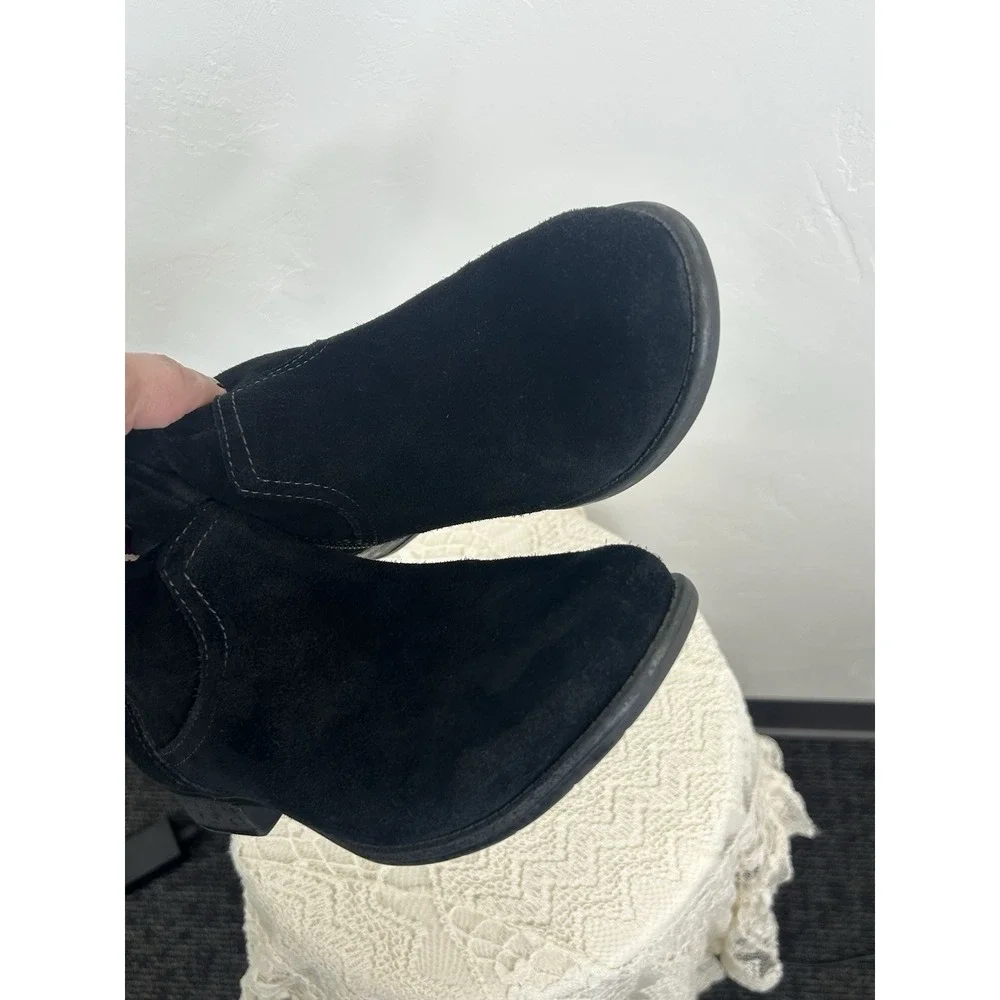 Suede Leather Black Boots Earth Slouch Style Size 10 Goth Western Boho Classic